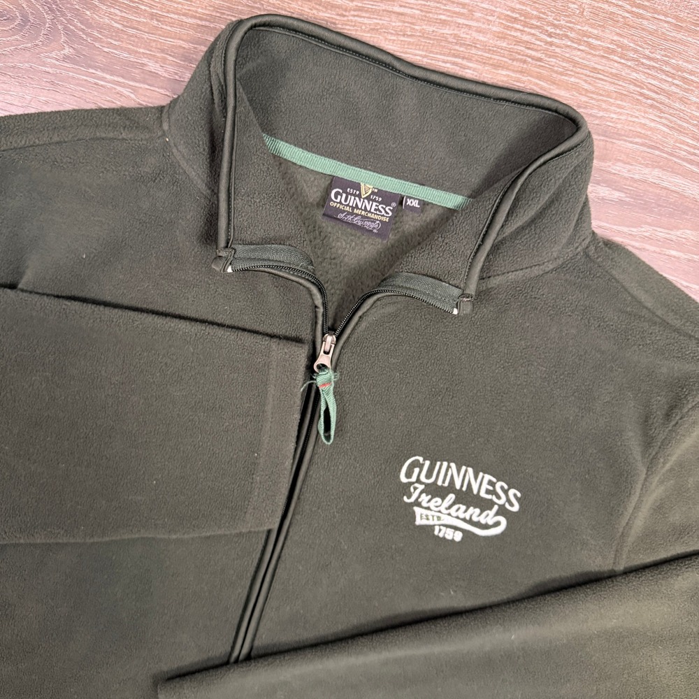 Guinness Ireland Fleece Full Zip Jacket Mens XXL Green Beer Official Merchandise